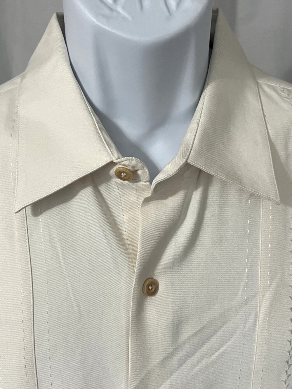 🌴 Nat Nast Men’s Ivory Embroidered 100% Silk Hawaiian Shirt L 🌺